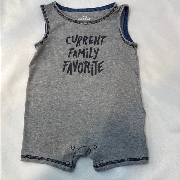 Cat & Jack Other - Cat & Jack, Gray Sleeveless Baby Romper Onesie, size 3-6 months, snaps, pre-owne